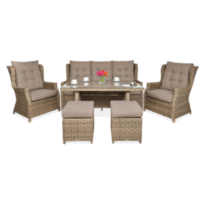 TRIVENTO III DINING ZESTAW+PUFY BROWN