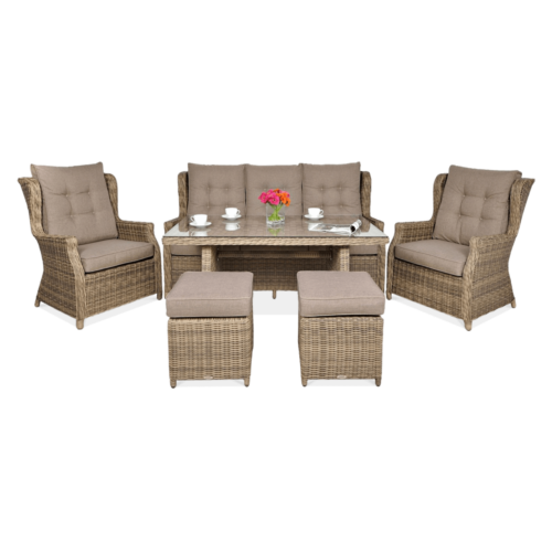 TRIVENTO III DINING ZESTAW+PUFY BROWN