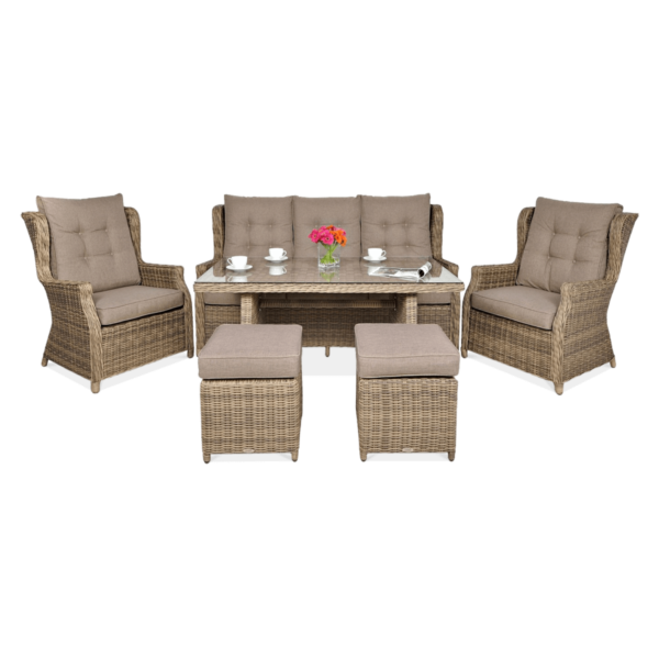 TRIVENTO III DINING ZESTAW+PUFY BROWN