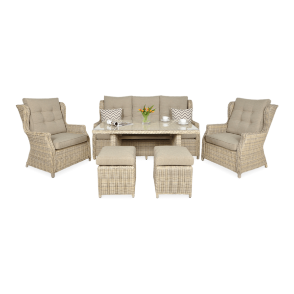 TRIVENTO III DINING ZESTAW+PUFY BEIGE