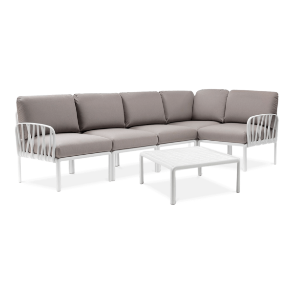 KOMODO 5 NAROŻNIK BIANCO GRIGIO+STOLIK BIANCO