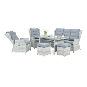 BALTIMORE DINING ZESTAW+PUFY WHITE GREY