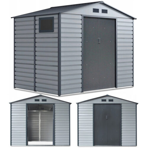 Domek metalowy ogrodowy Hardmaister Montreal 277 × 195 cm Light Grey