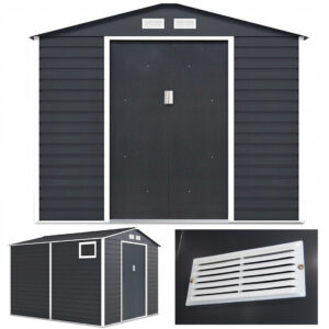 003105 Domek metalowy ogrodowy Hardmaister Montreal 277 × 323 cm Cold Grey
