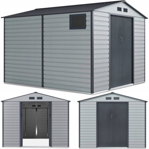 Domek metalowy ogrodowy Hardmaister Montreal 277 × 323 cm Light Grey