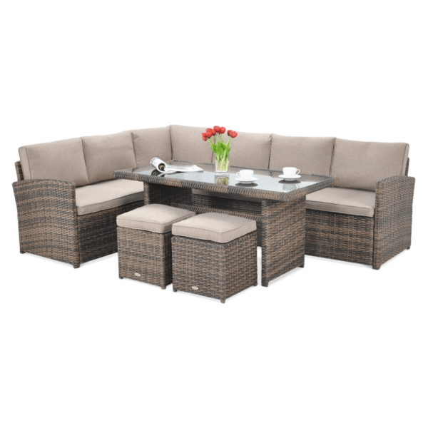 SALO NAROŻNIK+PUFY BROWN