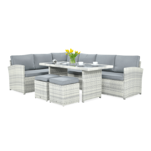 SALO NAROŻNIK+PUFY WHITE GREY