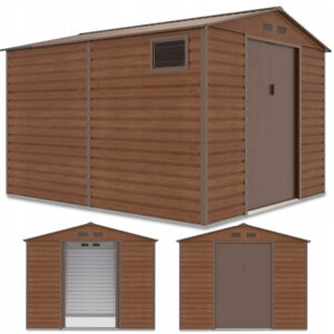003398 Domek metalowy ogrodowy Hardmaister Montreal 277 × 323 cm Walnut