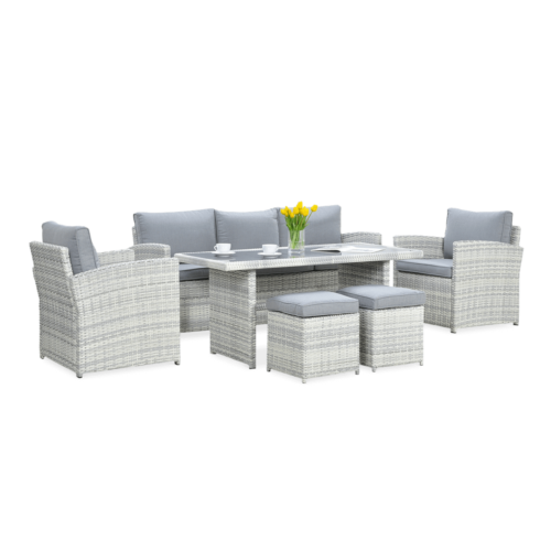 BORNEO ZESTAW+PUFY WHITE GREY