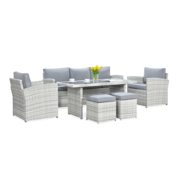 BORNEO ZESTAW+PUFY WHITE GREY