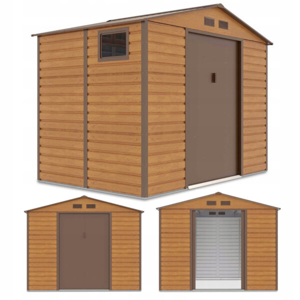 Domek metalowy ogrodowy Hardmaister Montreal 277 × 195 cm Oak Brown