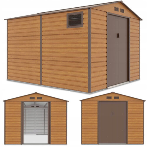 Domek metalowy ogrodowy Hardmaister Montreal 277 × 323 cm Oak Brown