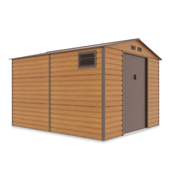 003822_589f Domek metalowy ogrodowy Hardmaister Montreal 277 × 323 cm Oak Brown
