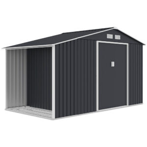 Domek metalowy ogrodowy z drewutnią Hardmaister Madison 342 × 191 cm Cold Grey