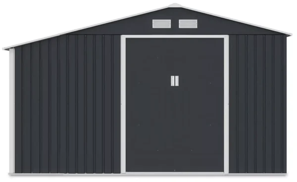Domek metalowy ogrodowy z drewutnią Hardmaister Madison 342 × 191 cm Cold Grey