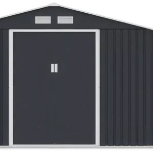 Domek metalowy ogrodowy z drewutnią Hardmaister Madison 342 × 191 cm Cold Grey