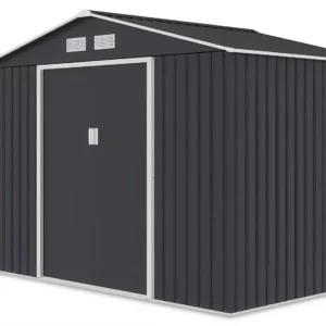 Domek metalowy ogrodowy z drewutnią Hardmaister Madison 342 × 191 cm Cold Grey