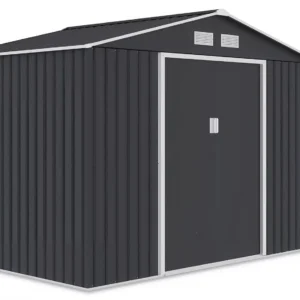 Domek metalowy ogrodowy z drewutnią Hardmaister Madison 342 × 191 cm Cold Grey