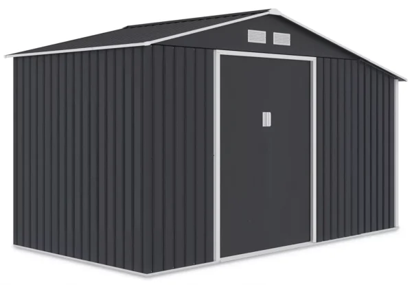 Domek metalowy ogrodowy z drewutnią Hardmaister Madison 342 × 191 cm Cold Grey
