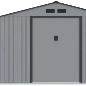 003992_3_4d76 Domek metalowy ogrodowy z drewutnią Hardmaister Madison 342 × 191 cm Light Grey