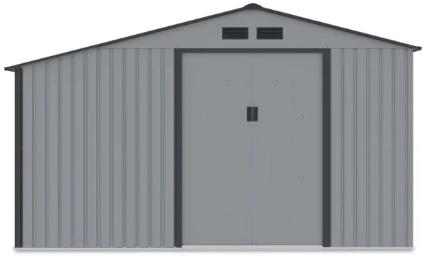 003992_3_4d76 Domek metalowy ogrodowy z drewutnią Hardmaister Madison 342 × 191 cm Light Grey