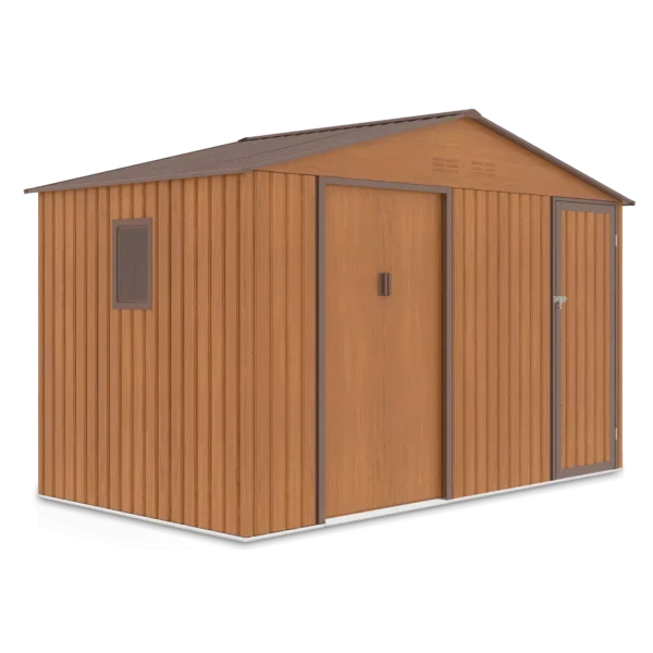 004010_667c Domek metalowy ogrodowy Hardmaister Falcon 340 × 194 cm Oak Brown