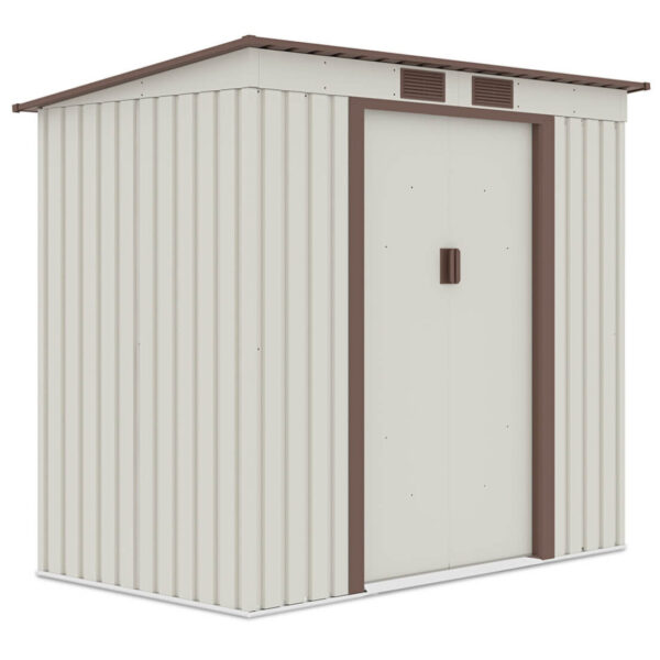 004027 Domek metalowy ogrodowy Hardmaister Oregon 201 × 121 cm Beige
