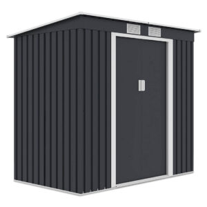 004028 Domek metalowy ogrodowy Hardmaister Oregon 201 × 121 cm Cold Grey