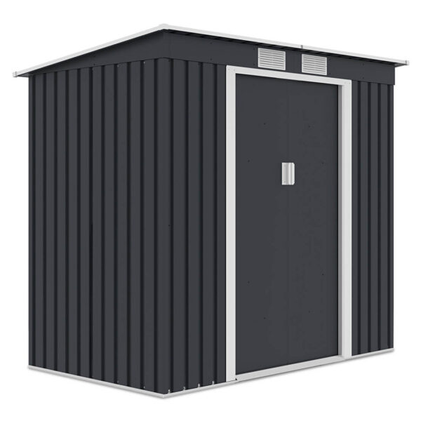 004028 Domek metalowy ogrodowy Hardmaister Oregon 201 × 121 cm Cold Grey