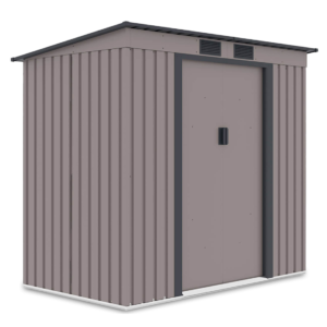 004031 Domek metalowy ogrodowy Hardmaister Oregon 201 × 121 cm Warm Grey