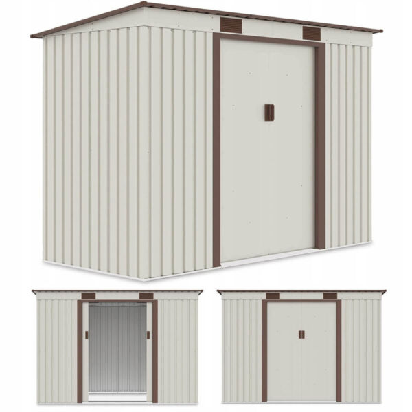 Domek metalowy ogrodowy Hardmaister Oregon 261 × 121 cm Beige