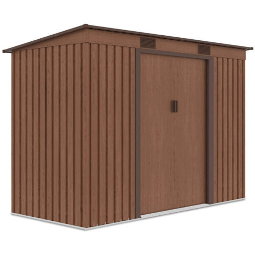Domek metalowy ogrodowy Hardmaister Oregon 261 × 121 cm Walnut