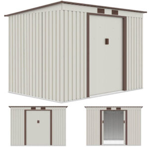 004037 Domek metalowy ogrodowy Hardmaister Oregon 261 × 181 cm Beige