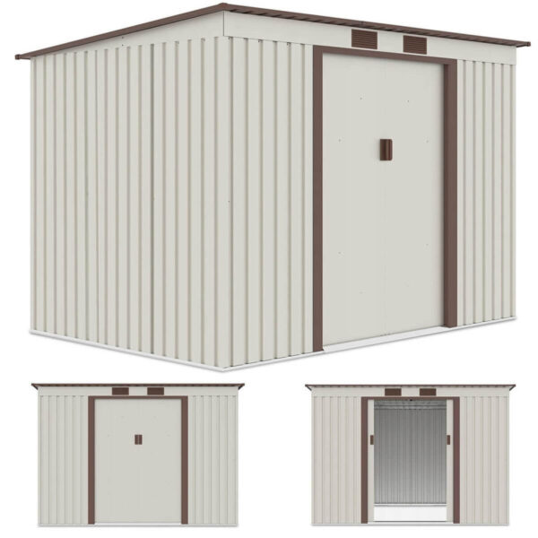 004037 Domek metalowy ogrodowy Hardmaister Oregon 261 × 181 cm Beige