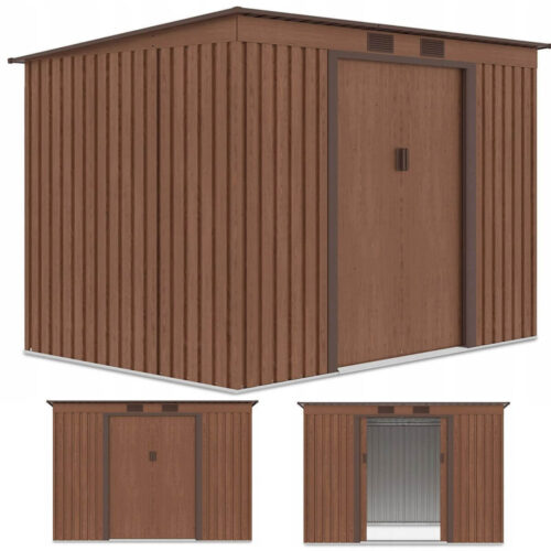 Domek metalowy ogrodowy Hardmaister Oregon 261 × 181 cm Walnut