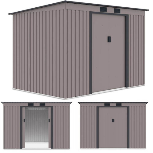 Domek metalowy ogrodowy Hardmaister Oregon 261 × 181 cm Warm Grey
