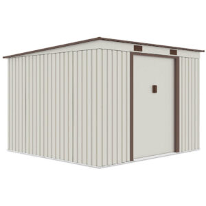 004043 Domek metalowy ogrodowy Hardmaister Oregon 261 × 241 cm Beige