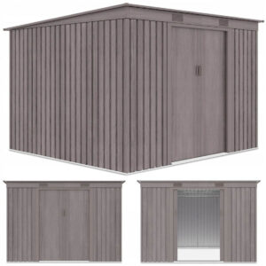 004045 Domek metalowy ogrodowy Hardmaister Oregon 261 × 241 cm Light Wood