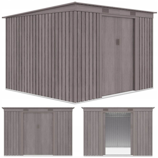004045 Domek metalowy ogrodowy Hardmaister Oregon 261 × 241 cm Light Wood