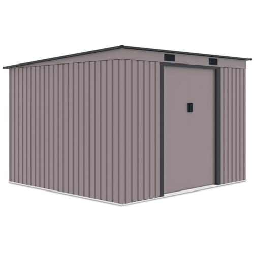 Domek metalowy ogrodowy Hardmaister Oregon 261 × 241 cm Warm Grey