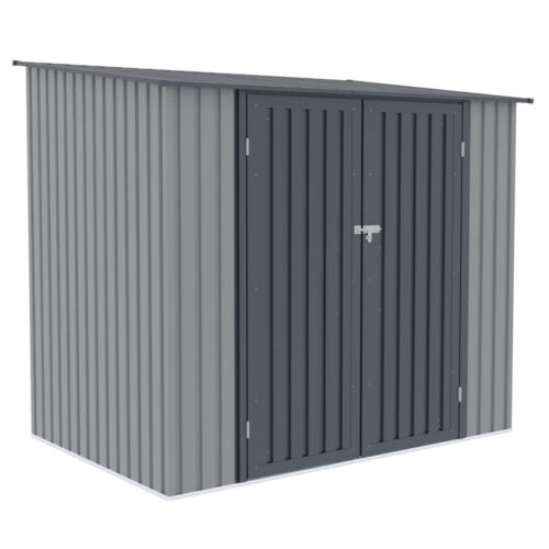 Domek metalowy ogrodowy Hardmaister Kent 222 × 149 cm Light Grey
