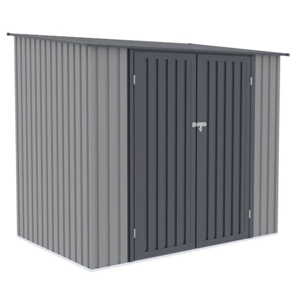Domek metalowy ogrodowy Hardmaister Kent 222 × 149 cm Light Grey