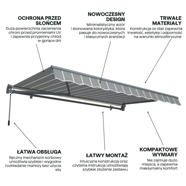 005324_infografika_cechy_markizy_classic_gutroof_cea4 Markiza tarasowa Gutroof Classic 450 × 300 cm Grey/White