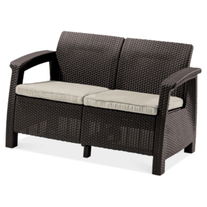 CORFU LOVE SEAT SOFA BROWN