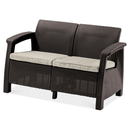 CORFU LOVE SEAT SOFA BROWN