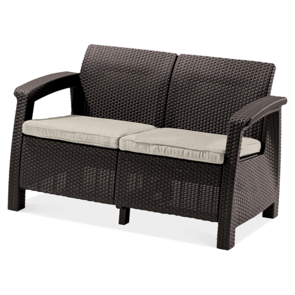 CORFU LOVE SEAT SOFA BROWN