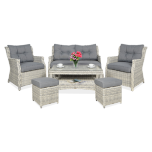 TRIVENTO II ZESTAW+PUFY WHITE GREY