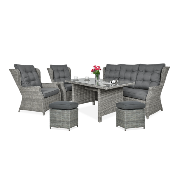 TRIVENTO III DINING ZESTAW+PUFY STONE GREY