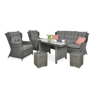 TRIVENTO III DINING ZESTAW+PUFY DARK GREY