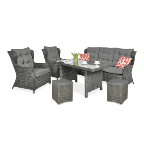 TRIVENTO III DINING ZESTAW+PUFY DARK GREY